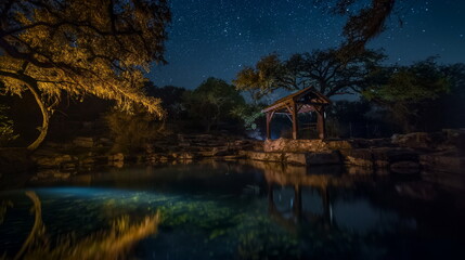 Fototapeta premium At night Under the starry sky Jacobs Well takes on_019
