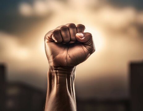 a raised fist symbol of strength and resistance