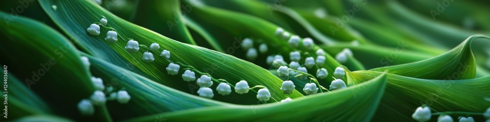 Poster a close-up shot of a cluster of green leaves with intricate details and texture
