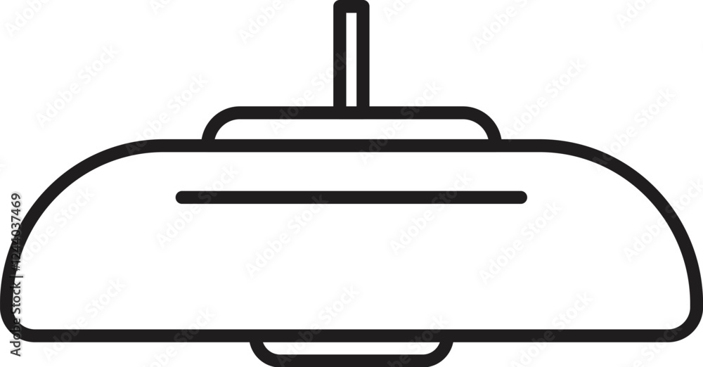 Poster minimalist line art depicting a car rearview mirror, emphasizing safe driving practices and clear vi