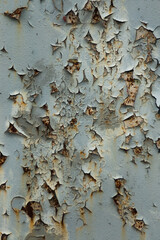 gray purple background, in the photo an iron wall with peeling old paint and rust