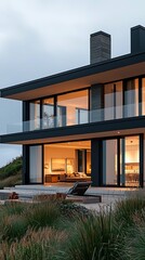 Fototapeta premium modern dunedin hillside retreat new zealand house