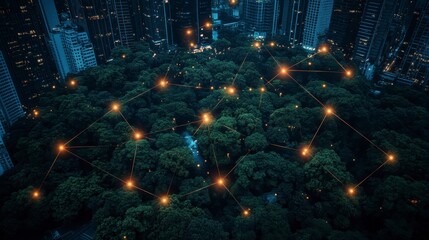 Night city park network connections