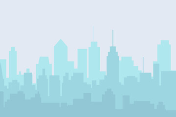 Naklejka premium City skyline vector illustration. Urban landscape cityscape in flat style. City silhouette. Cityscape backgrounds. Daytime or Nighttime city skyline.