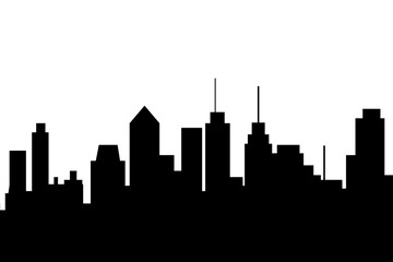 Naklejka premium City skyline vector illustration. Landscape cityscape in flat style. City silhouette. Cityscape backgrounds. Daytime city skyline.