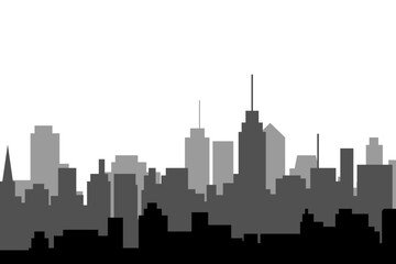 Fototapeta premium City skyline vector illustration. Landscape cityscape in flat style. City silhouette. Cityscape backgrounds. Daytime city skyline.