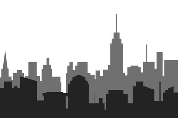 Fototapeta premium City skyline vector illustration. Landscape cityscape in flat style. City silhouette. Cityscape backgrounds. Daytime city skyline.
