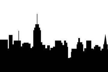 Fototapeta premium City skyline vector illustration. Landscape cityscape in flat style. City silhouette. Cityscape backgrounds. Daytime city skyline.