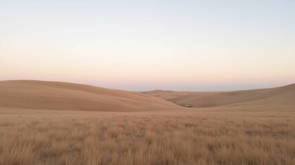 Tranquil Prairie Landscape with Soft Pastel Skies at Dusk