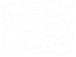 濃い色の背景に使えるフレームと吹き出しの手描きイラストセット