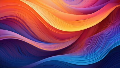 Obraz premium a vibrant abstract background with flowing lines of color in gradients of orange purple and blue perfect for creative designs