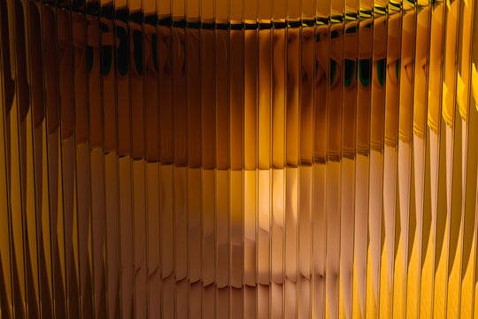 Futuristic head with virtual glasses behind frosted glass