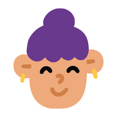 Women purple hair with ring with children style