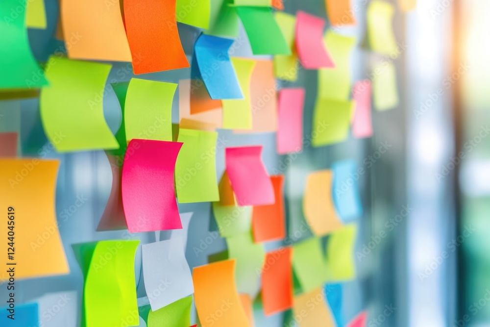 Poster collection of sticky notes on a white background, ideal for representing reminders or to-do lists