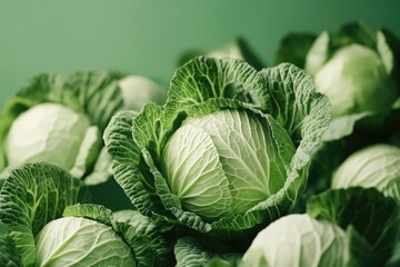 Fototapeta premium Fresh cabbage in a green leafy bundle