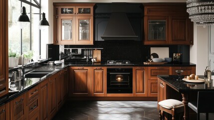 Modern stylish kitchen interior in a private house.