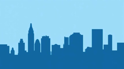 Blue Skyline Silhouette of a Modern City Against a Clear Sky