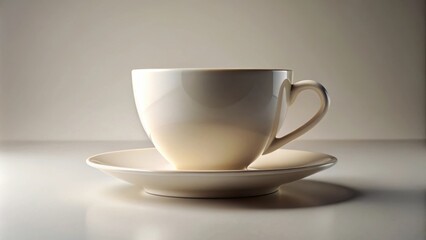 A Simple Elegant White Teacup and Saucer on a Table