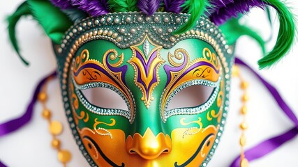 Carnival Splendor: Intricate Mardi Gras Mask in Technicolor