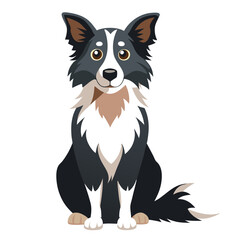 Fototapeta premium border collie dog isolated on white, Color vector illustration. Pet animal 