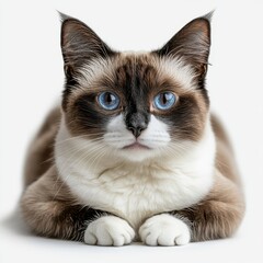 Adorable feline with striking blue eyes, fluffy coat, and gentle expression, perfect for pet lovers and animal enthusiasts in various contexts
