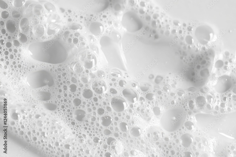 Poster a close-up shot of soap bubbles on a white surface