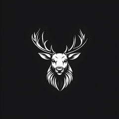 Stag logo in black and white engraving style with majestic antlers