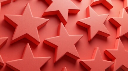 Fototapeta premium Peach Summer Vibes Three-Dimensional Stars on Vibrant Peach Backdrop, Background, Texture