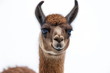 Obraz premium Close-up shot of a llama with bright blue eyes