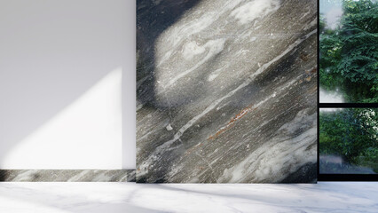 empty interior room shadow wall space background mock up architecture sunlight. empty home modern window light floor design apartment white house indoor. blank minimal concept backdrop bright clean.