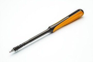 A yellow and black screwdriver placed on a white surface for use or display