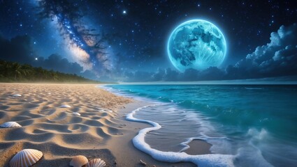 Beautiful sea and planets
