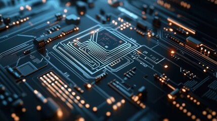 Obraz premium A closeup of a digital display on an monitoring device focusing on intricate circuitry and sensors. The background is slightly blurred drawing attention to the precise detailing of