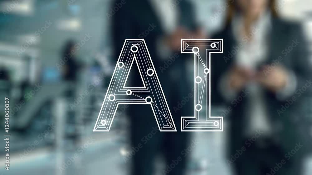 Poster artificial intelligence concept emerging dynamically with corporate professionals working, highlight
