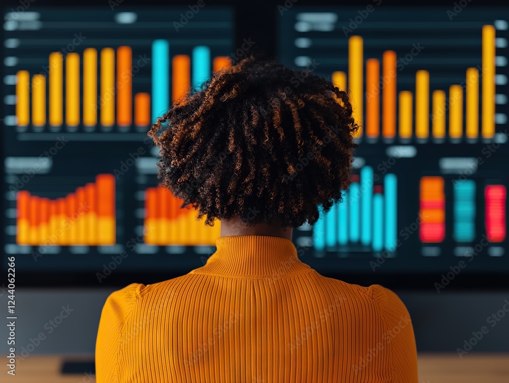 Poster data analysis trends business office infographic display digital workspace close-up view insights vi