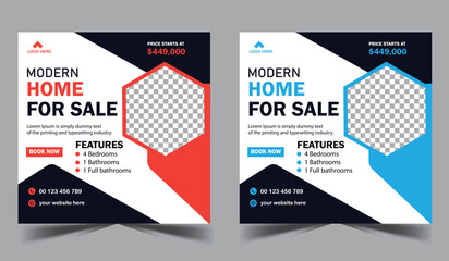 Real Estate Social Media Post Layout template design