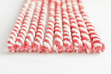 Straw collection with alternating red and white stripes, suitable for summer events or party decorations