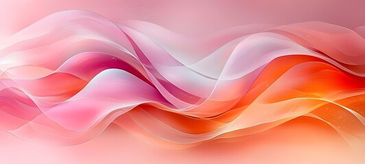 Obraz premium A vibrant, flowing abstract design featuring soft pinks and warm orange hues that blend seamlessly, creating a sense of harmony and tranquility.