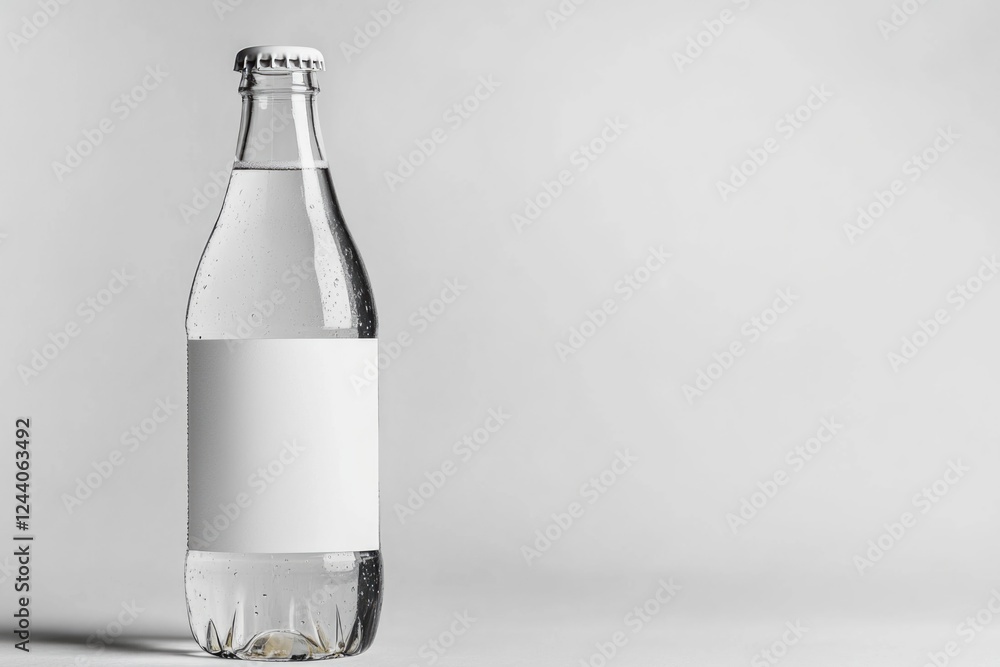 Poster A bottle of water with a blank label, perfect for use in any context where a plain water bottle is needed
