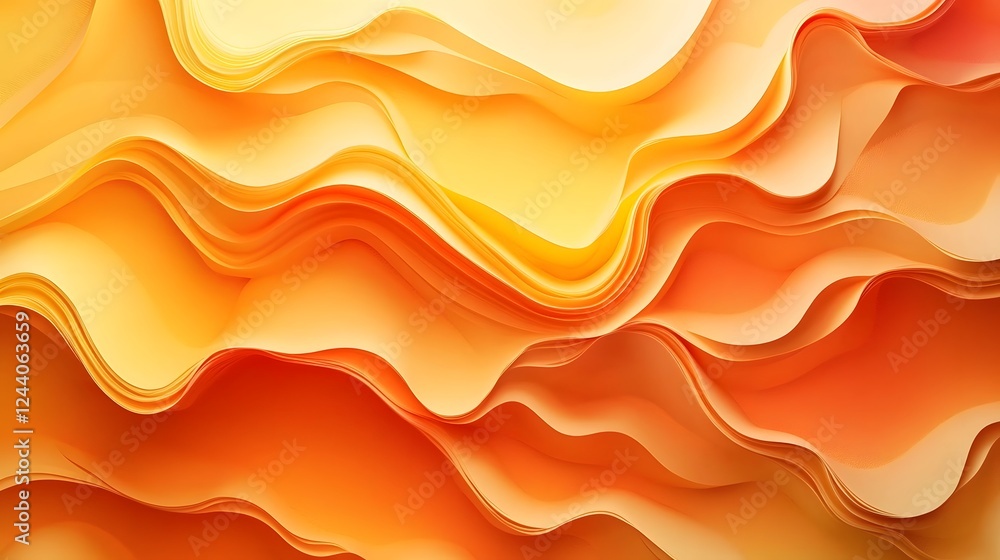 Poster Captivating abstract image showcasing a visually striking pattern of undulating waves in a harmonious blend of warm vibrant hues  The fluid organic movement creates a mesmerizing serene atmosphere
