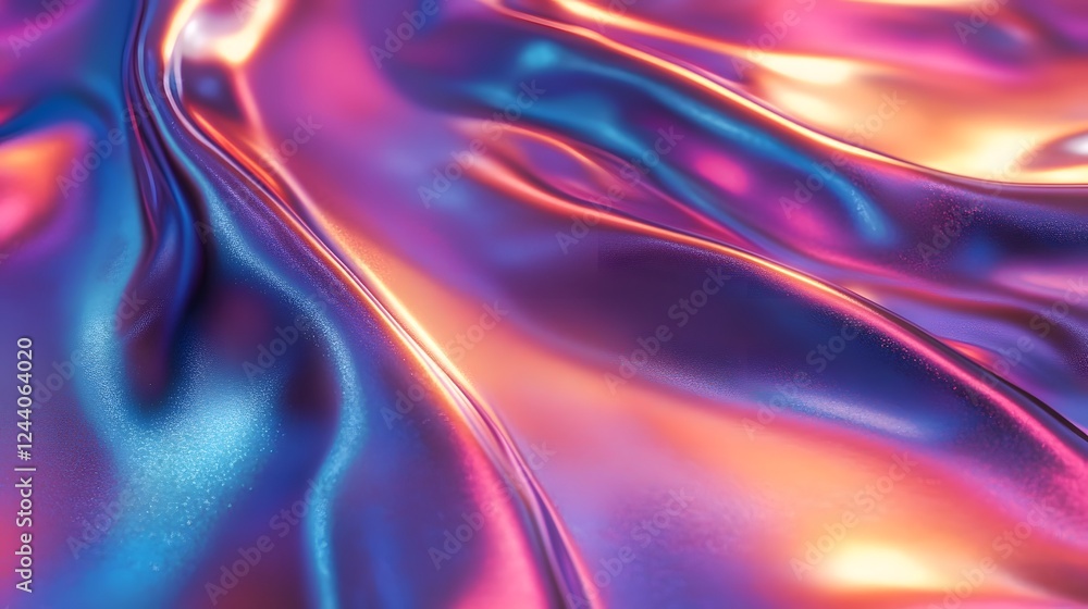 Leinwandbilder captivating abstract image showcasing dynamic flowing waves of iridescent holographic liquid in a me