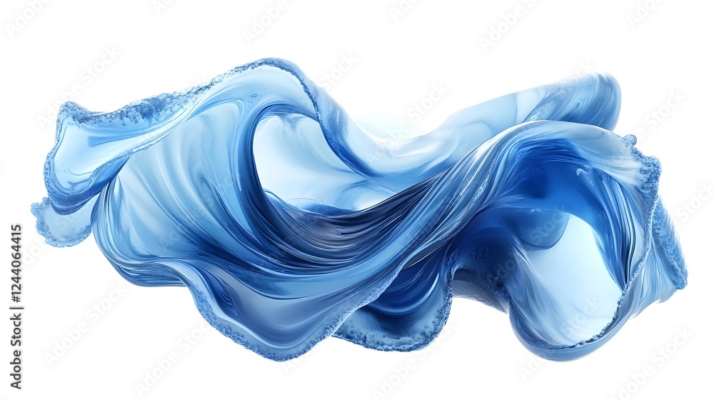Poster Captivating Fluid Motion   Swirling waves of vibrant blue and turquoise hues create a mesmerizing dynamic and ethereal visual experience