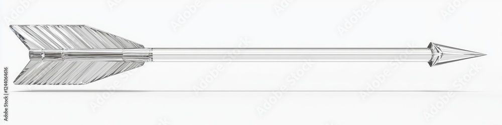 Poster a single glass arrow pointing up on a clean white background, suitable for use in presentations or a