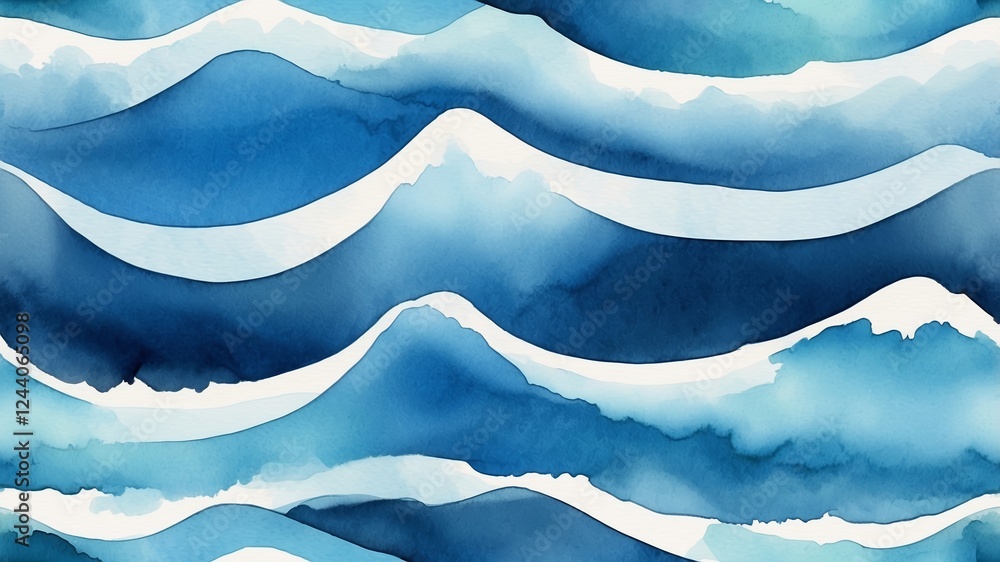 Poster waves in shades of blue create a dynamic ocean pattern ideal for artistic interpretation and serene 