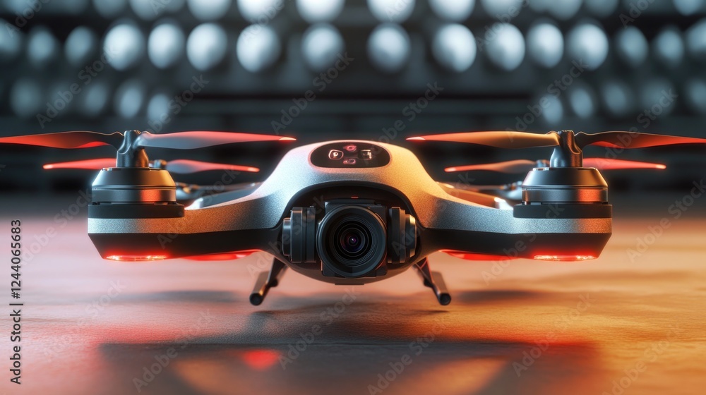 Aufkleber a close-up shot of a camera attached to a drone, ideal for use in images about aerial photography, t