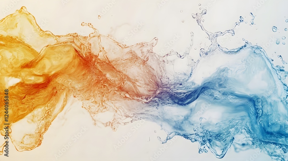 Aufkleber Colorful Fluid Dynamics Abstract Art Painting Splash with Vibrant Water Waves and Flowing Liquid Textures in a Digital Composition