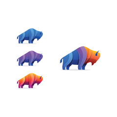 Bison Colorful Logo Template