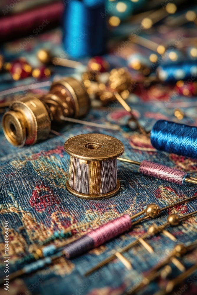 Poster close-up view of two spools of thread