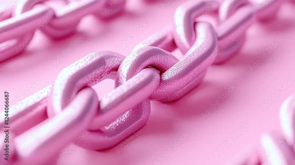Aufkleber a close-up view of shiny pink chains against a soft pink background, emphasizing texture and color c