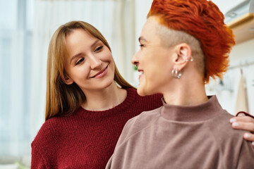 Embracing love in a cozy modern apartment